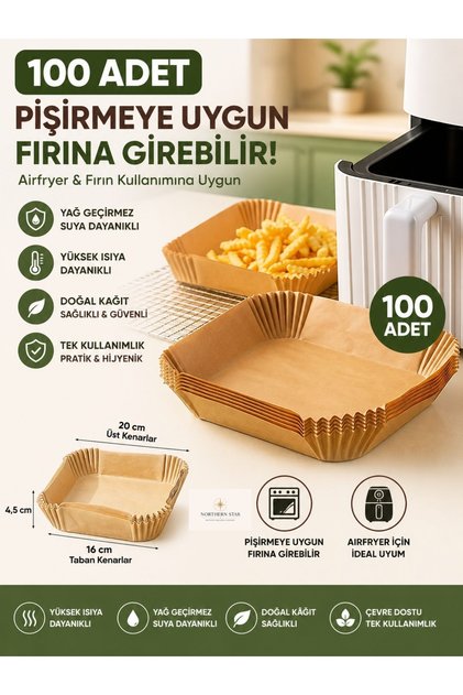 Airfryer Baking Paper 100 Pcs Air Fryer Square Model Baking Paper Airfryer Oil-Free Fryer