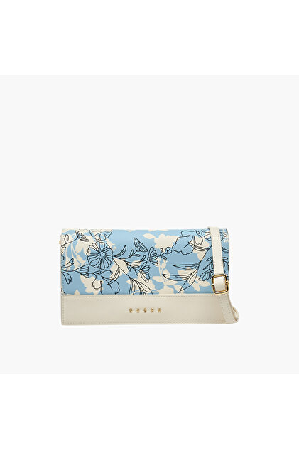 Kod Floral Print Crossbody Bag with Magnetic Closure