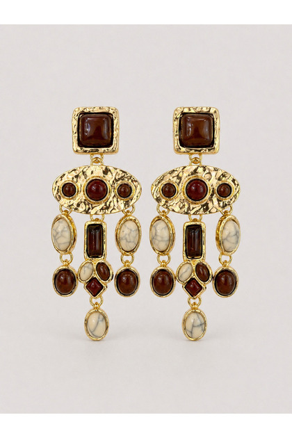 Etnica Multi-Stone Form Dangle Earrings I Mev'Art Collection