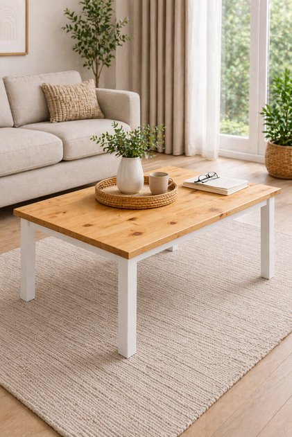 Doğal Ahşap Orta Sehpa Vintage 100x56 cm.