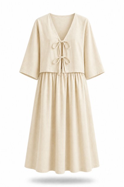 Kimono-Rock Sommerlicher Stilvoller Creme-Doppelanzug