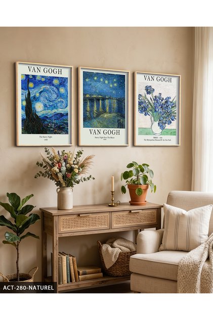 Vincent Van Gogh Themed 3 Piece Wooden Framed Painting Act