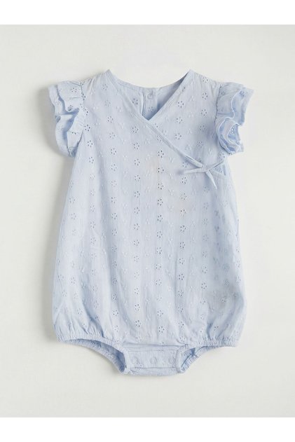 Double-Breasted Collar Embroidered Brode Baby Girl Jumpsuit