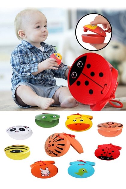Wooden Castanet Rhythm Instrument Educational Toy