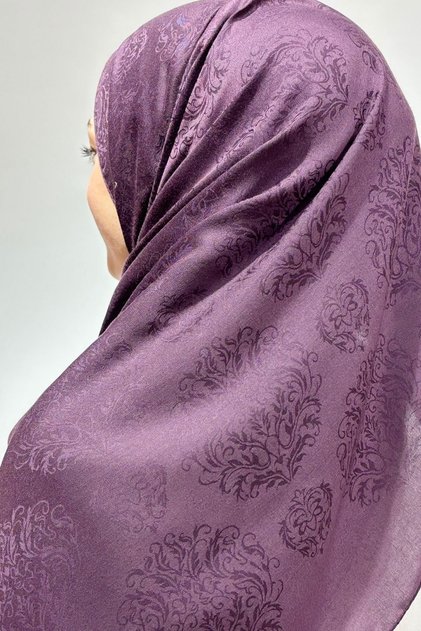 Cotton & Bamboo Purple Jacquard Shawl
