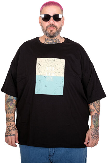 Mode XL Large Size T-Shirt Sea Ing U26202 Black