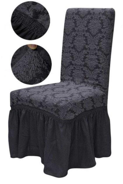 Set 6 huse scaun, jacquard cu volanase, model abstract elegant