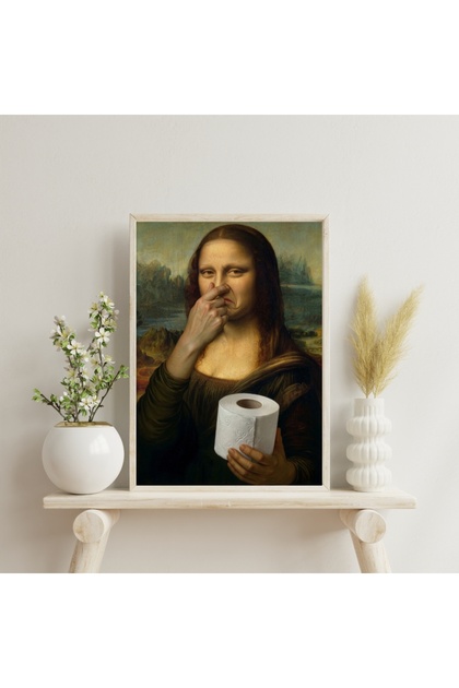 Mona Lisa Komik Eğlenceli Banyo Lavabo Duvar Tablosu