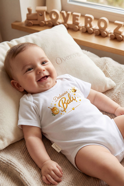 Grandfather's Honey Written Baby Bodysuit for Boys and Girls, White Short Sleeve Snap-On Bodysuit, Baby Gift 5683-23
