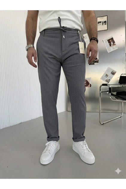 Ars Yaz Esi̇ni̇si̇: Special Textured Fabric, Jagir Side Pocket and Rope Detail, Elastic Waist, Refined and Stylish Slim Fit Tight-Legged Pants
