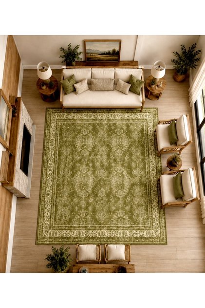 Sdt Anatolian Inspired Ethnic Orange Green Toned Woven Base Decorative Carpet Sdt1197