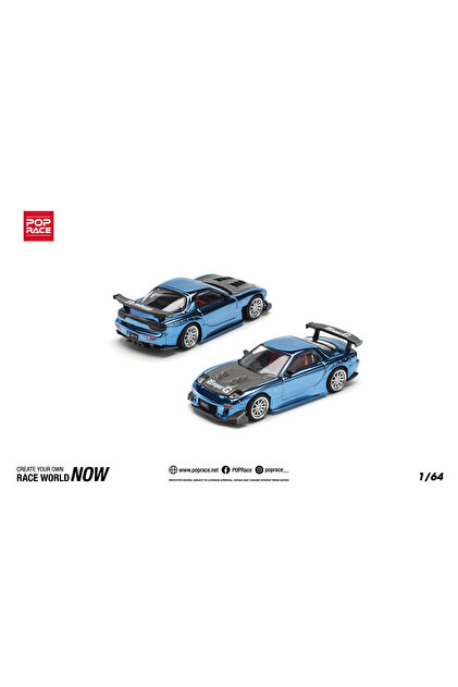 Pop Race 1/64 MAZDA RX7 RE-AMEMIYA WIDEBODY BLUE CHROME PR640223