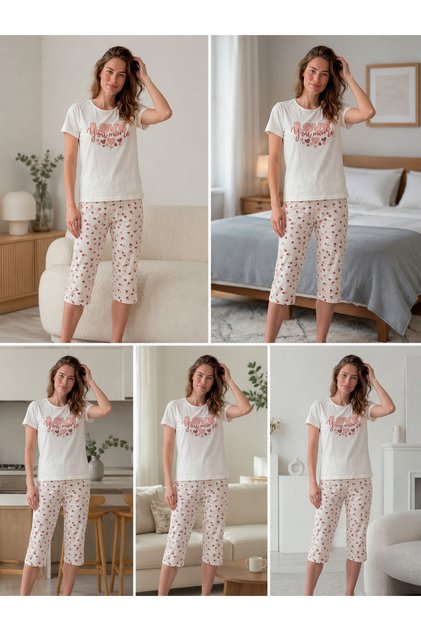 Women's Capri Pajama Set Love You