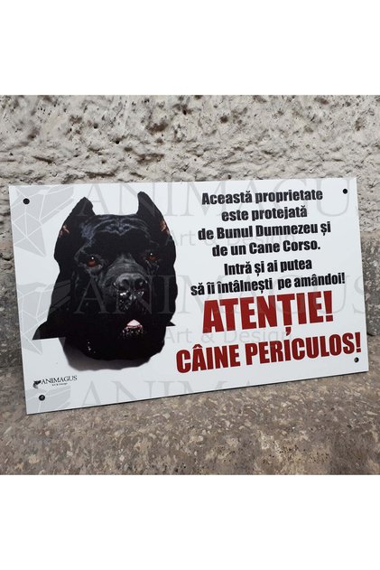 Placă de avertizare Cane Corso - Atenție la știucă!