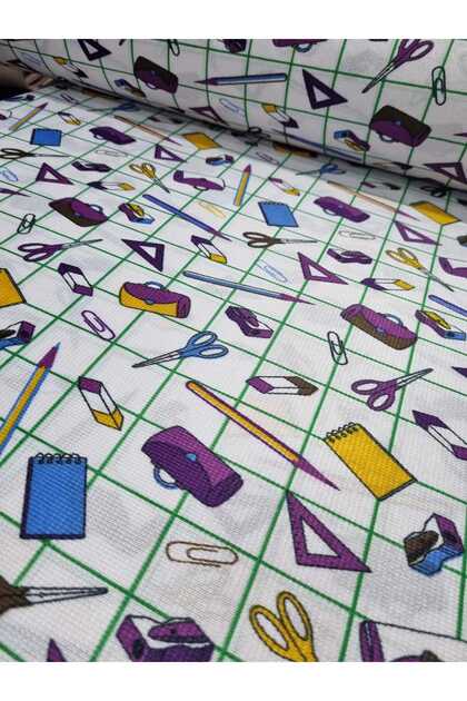Dertsiz 100% Polyester Tablecloth School Desk Cover Fabric (Pen Bag Pattern 100 X 150)