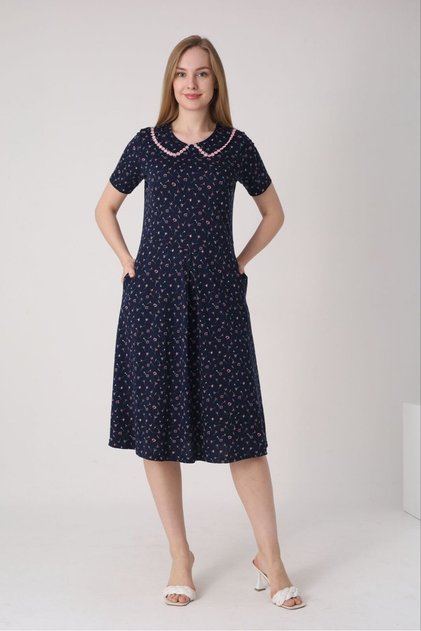 Lace Summer Modal Dress with Baby Collar