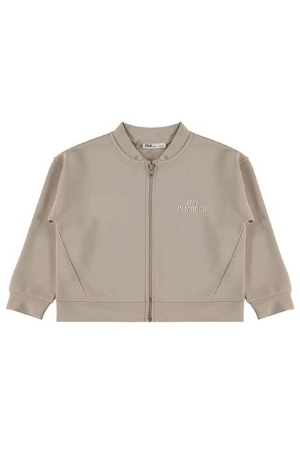 Civil Girl's Stay in Motion Cardigan | Double Face Interlock Long Sleeve | School Nursery and Daily Use - Beige