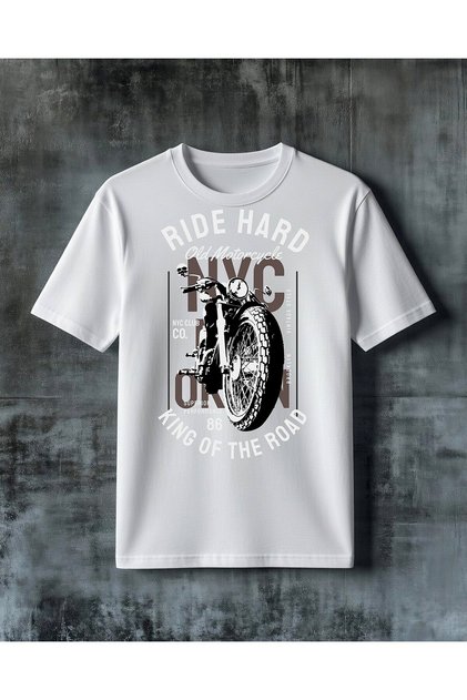 Ride Hard Motorcycle Printed Oversize T-Shirt