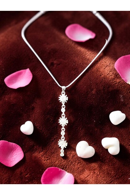 Gold and Silver Color Triple Sun Motif Dangle Zircon Stone Steel Necklace - Tarnish Resistant - 45cm