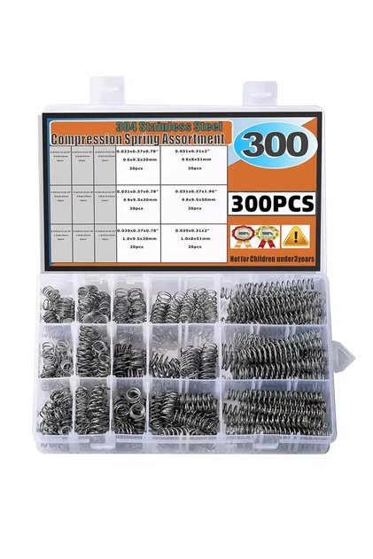 300pcs 10-50mm 300pcs 300Pcs Stainless Steel Compression Spring Kit 15 Sizes (0.39-2 Inch/10-50mm) f