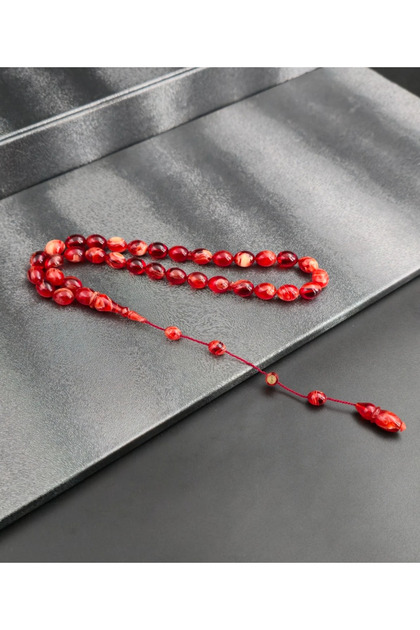 A Series Master Signed Special Color Fire Amber Rosary with Systematic Tassel for Stunning Effect