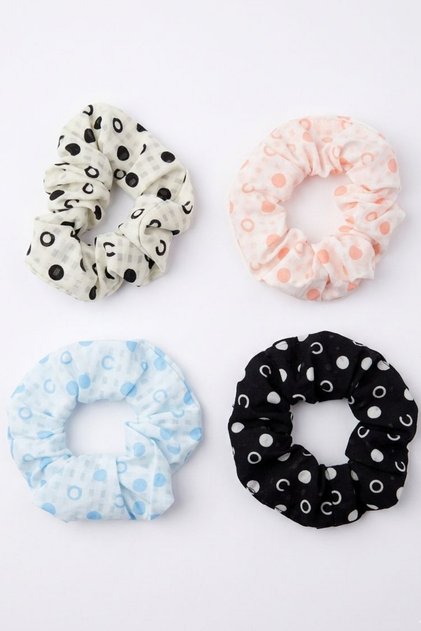 Women's Set of 4 Mixed Color Soft Elastic Hair Clips Pastel Scrunchie Hair Clips