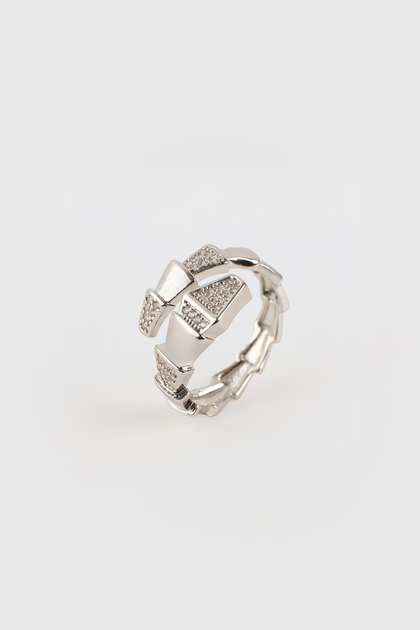 Geometric Shape Stone Detailed Open Ring - Clasp