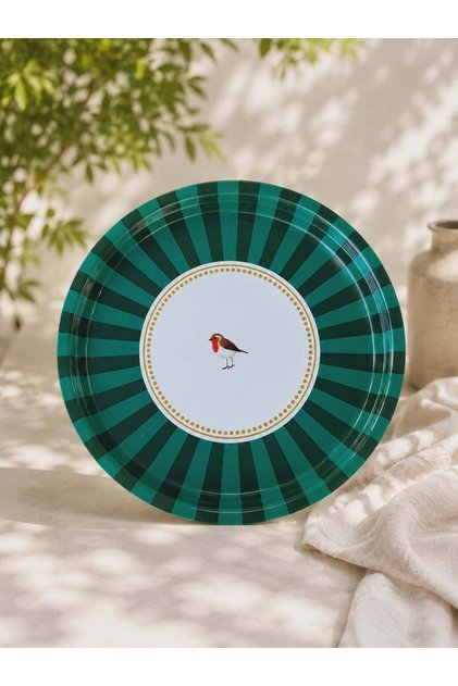 Zera Bird Patterned Decorative Presentation Plate & Multi-Purpose Serving Tray