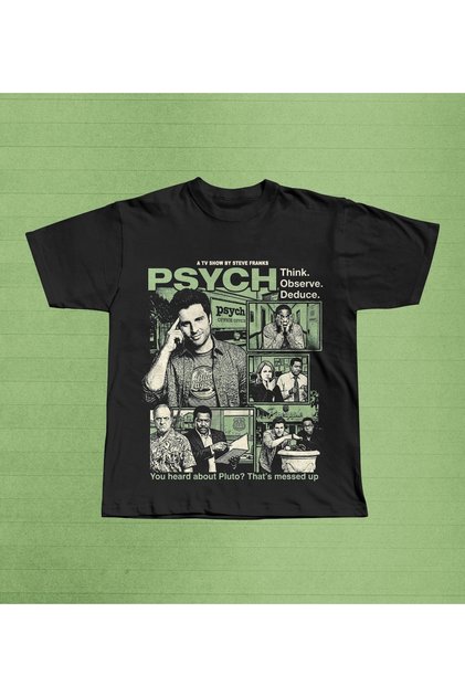 Psych Series Printed Black Oversize T-Shirt Unisex 100% Cotton Crew Neck T-Shirt