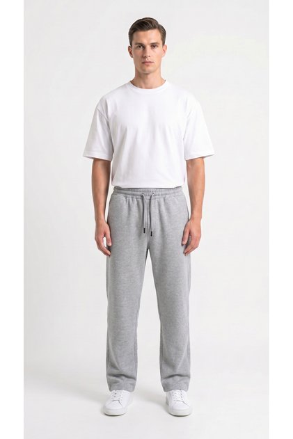 Men's Gray Two-Thread Comfortable Fit Wide Leg Baggy Sweatpants
