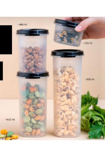 Oval yuvarlak kuru gıda saklama 4lü set