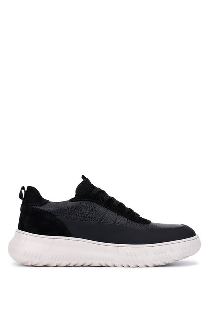 Men's Genuine Leather Black Sneakers & Sports Shoes
