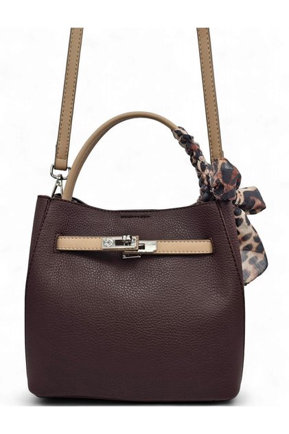Brown&Mink, Lock and Scarf Detailed, Puppy-Style, Crossbody Strap, Small, Women's Hand and Shoulder Bag