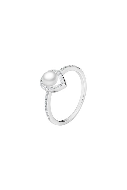 Inel argint cu perla naturala si zirconia pavé - Cœur