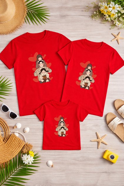 Mother Father Child Combination T-Shirt Cotton Oversize Family Combination T-Shirt (Products Sold Individually)