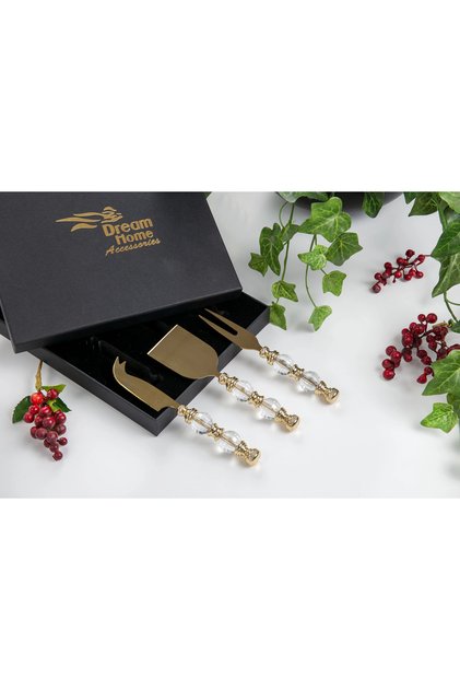 3 Piece Cheese Presentation Set Gold Titanium