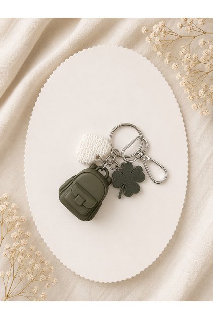 Mini Backpack Charm Keychain | Bag Ornament and Keychain | Cute Accessory with Heart Detail