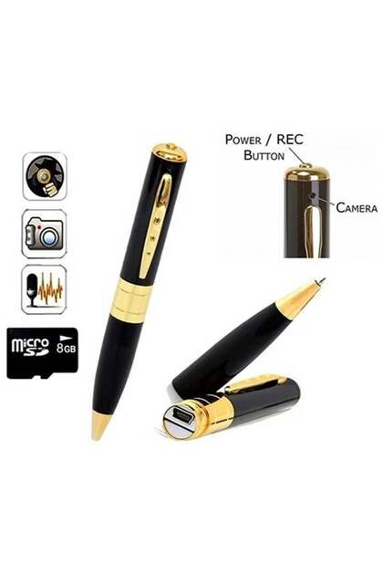 USB Rechargeable Digital Recording Pen with HD Video Recording, Black/Gold