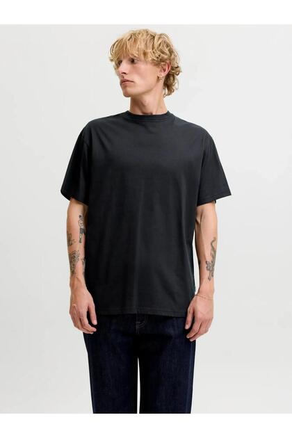 Jack & Jones Erkek Siyah Jjeorganıc Relaxed Tee Ss O-neck Noos T