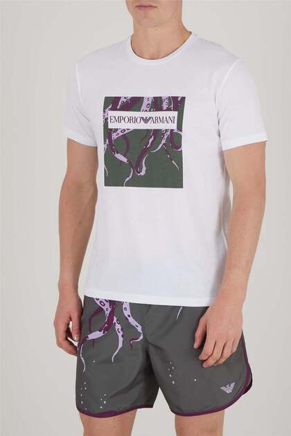 Erkek Bisiklet Yaka T-Shirt Beyaz
