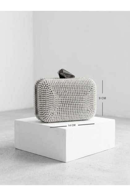 70984 Stone-Detail Mini Handbag with Case Stylish Evening Dress Bag for Women