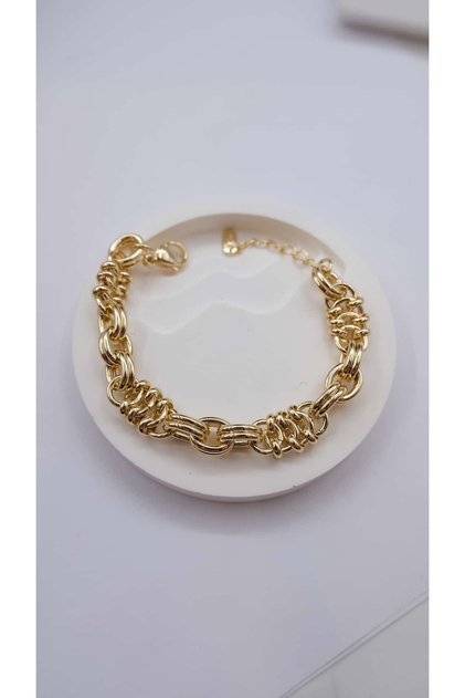 Gold Interlocking Ring Thick Chain Bracelet