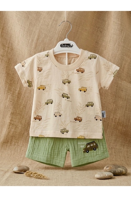 Babyhi my baby Minaze Collection Erkek Bebek Safari Araba Baskılı