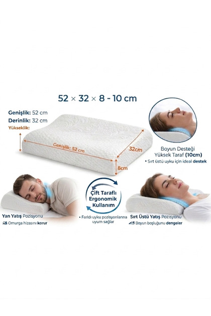 Medium Size Orthopedic Visco Pillow Cushion – Neck Support, Pressure Relief, Heat Sensitive – Medium Firmness