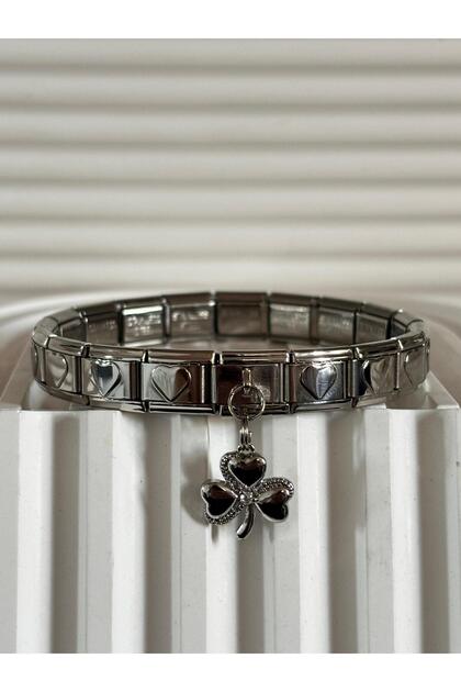 Clover Charmlı Heart Italian Bracelet