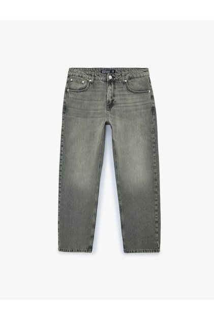 Normal Waist Pocketed Cotton Vintage Straight Fit Jean Trousers
