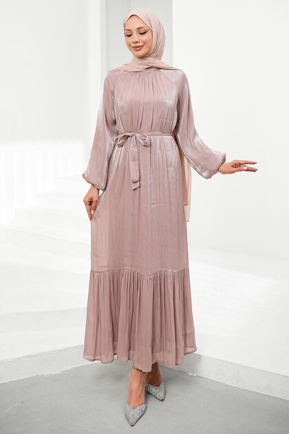 Powder Floral Bronched Chiffon Dress