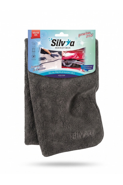 Silvia Premium 400 Gsm Microfiber Car Drying and Detailing Cloth 40X40 cm - Velvet Textured Scratch-Free Polishing Cloth