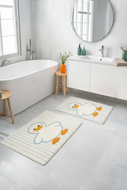 Digital Printed Non-Slip Washable Double Bath Mat Bathroom Rug 40X60 + 60X100Cm