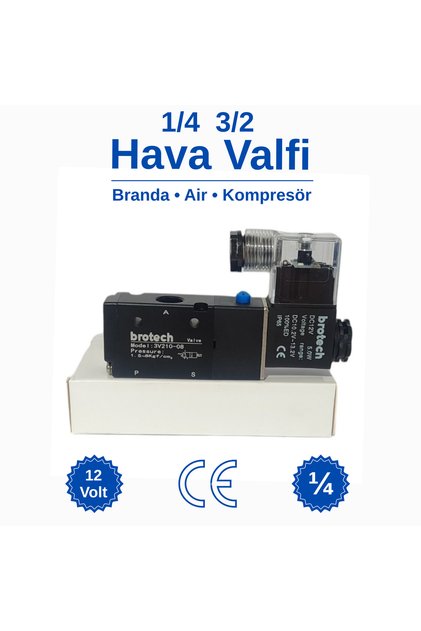 1/4 - 3/2 Hava Valfi | Air Valfi | Tır Branda Valfi 12 Volt | Pnömatik Valf